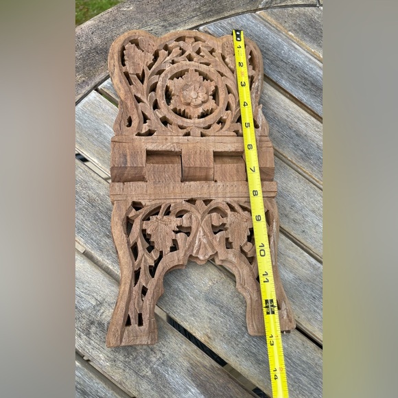 Vintage Hand Carved Wood Folding Cookbook Holder Bible Book Display Stand - Picture 5 of 8